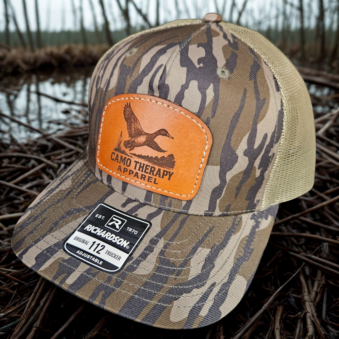 Camo Therapy™ Stitched on Leather Patch – Richardson 112 - Duck Camo