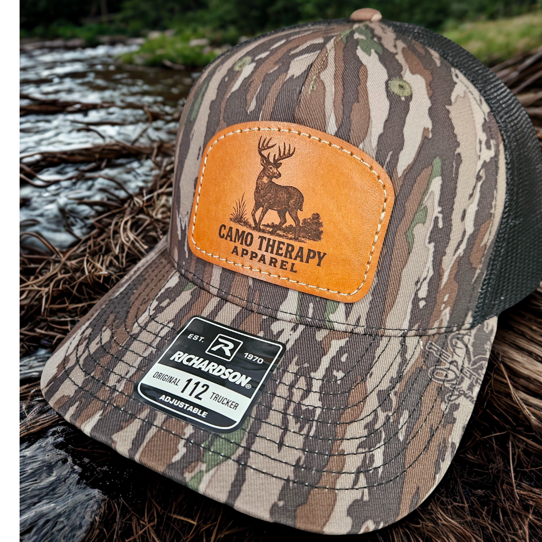 Camo Therapy™ Stitched on Leather Patch – Richardson 112 - Duck Camo